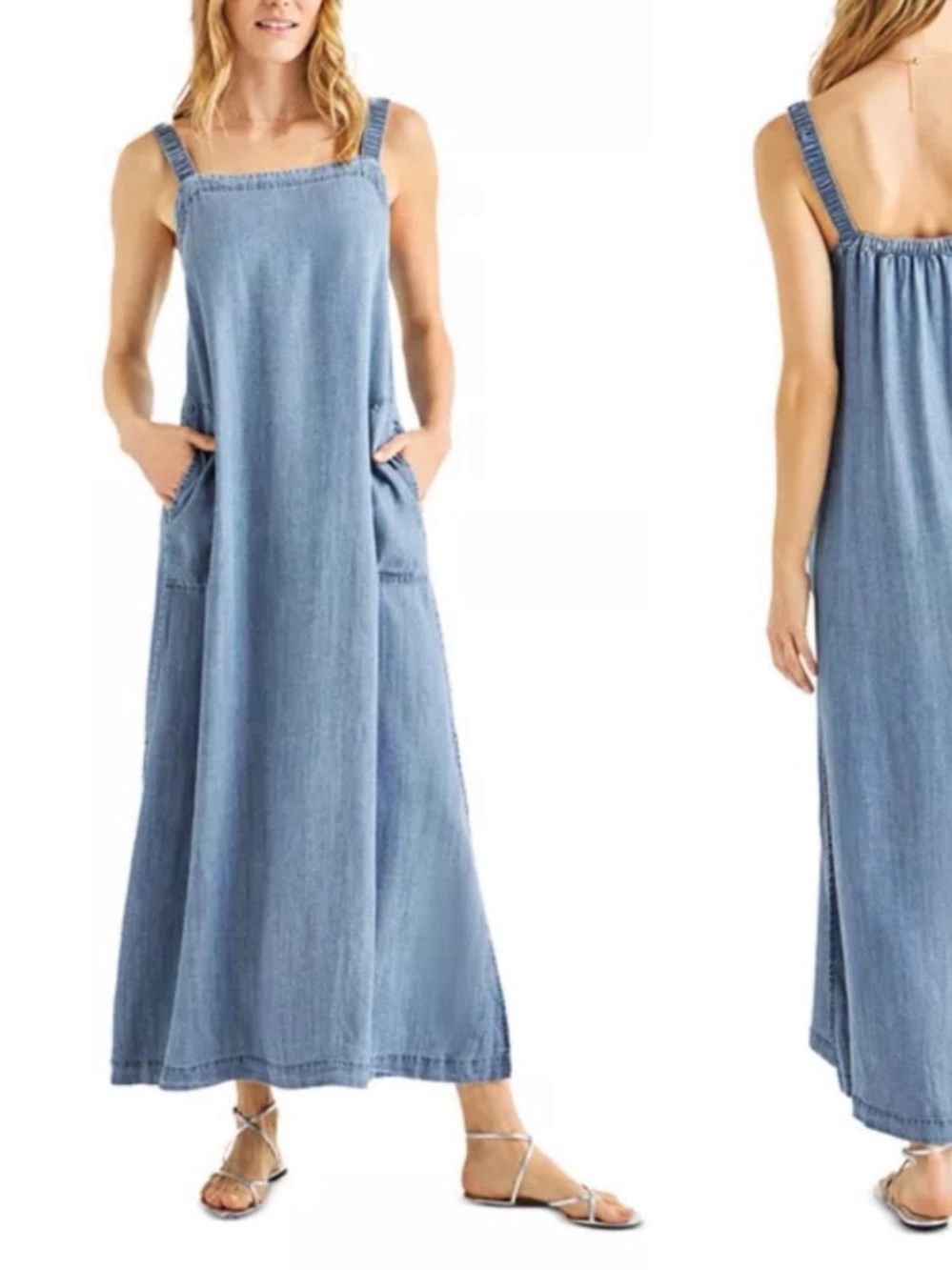 NWT Splendid Cole Indigo Lightweight Denim Maxi Tank Strap Dress, XS